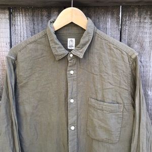 Hiroshi kato shirt the ripper green Long Sleeve button up t shirt mens large